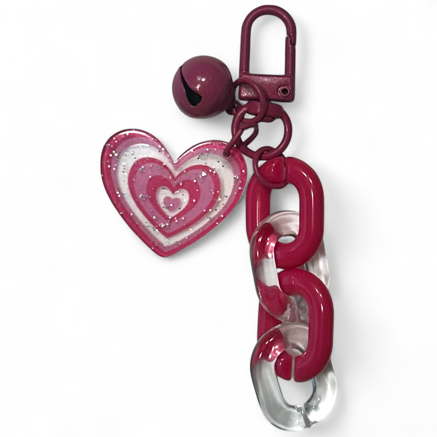 Sweet Acrylic Heart Pendant Keychain Link Chain Keyring Headphone Cases Charm Keys Holder for Purse,Handbag, Bag