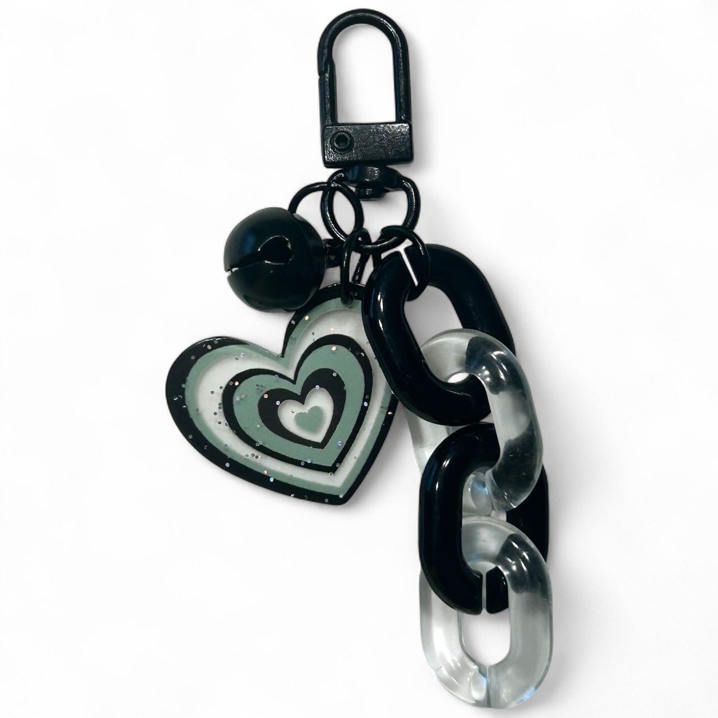 Sweet Acrylic Heart Pendant Keychain Link Chain Keyring Headphone Cases Charm Keys Holder for Purse,Handbag, Bag