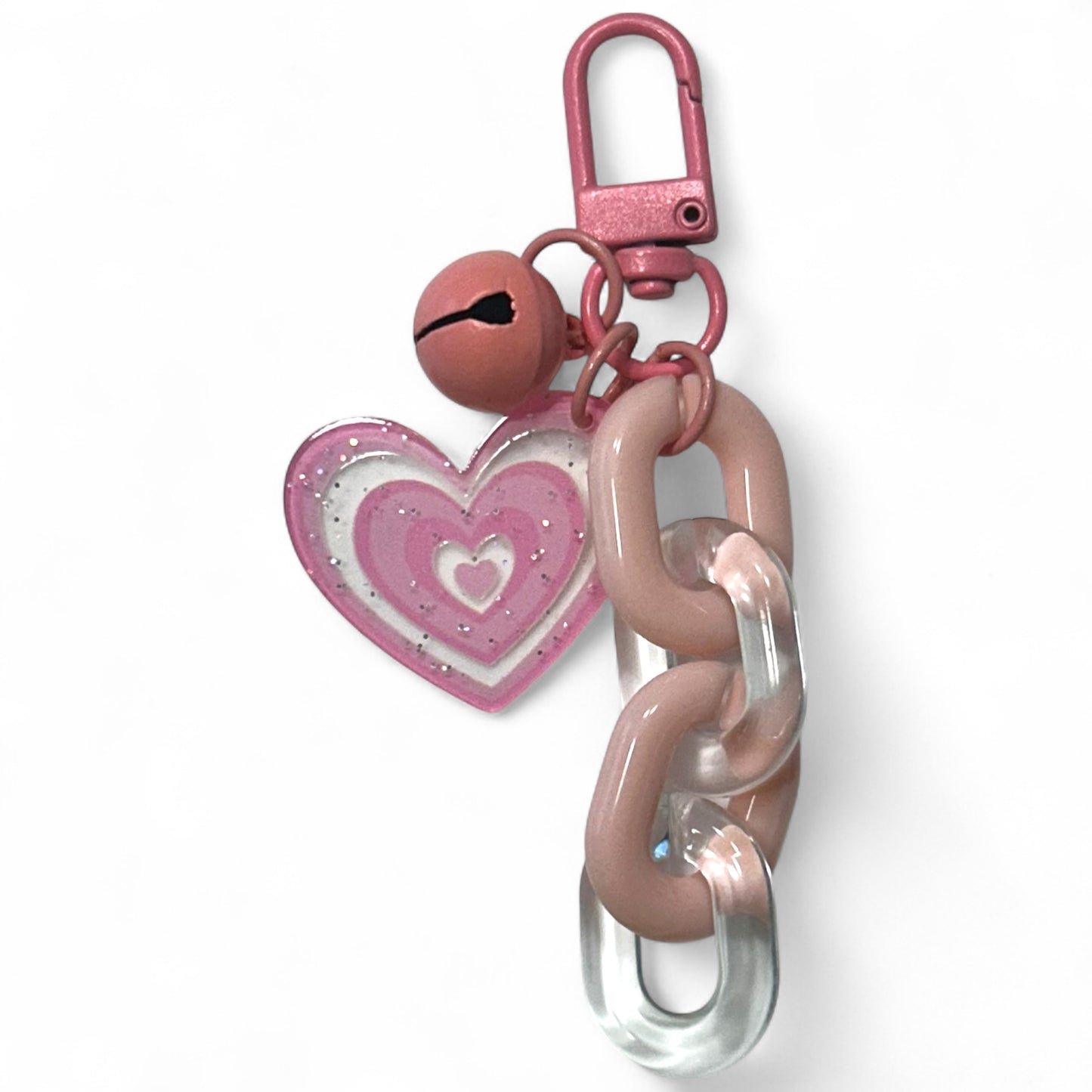 Sweet Acrylic Heart Pendant Keychain Link Chain Keyring Headphone Cases Charm Keys Holder for Purse,Handbag, Bag