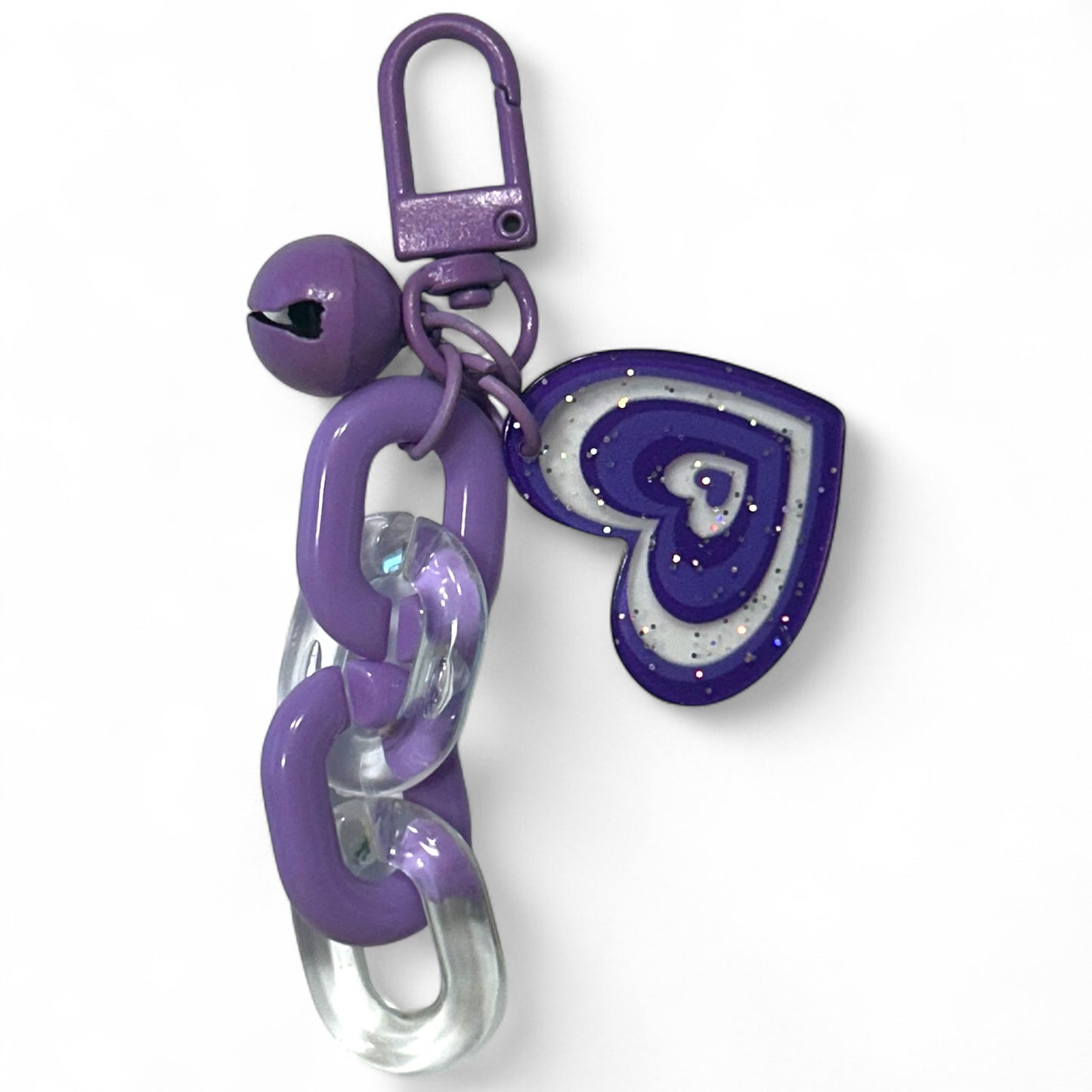Sweet Acrylic Heart Pendant Keychain Link Chain Keyring Headphone Cases Charm Keys Holder for Purse,Handbag, Bag