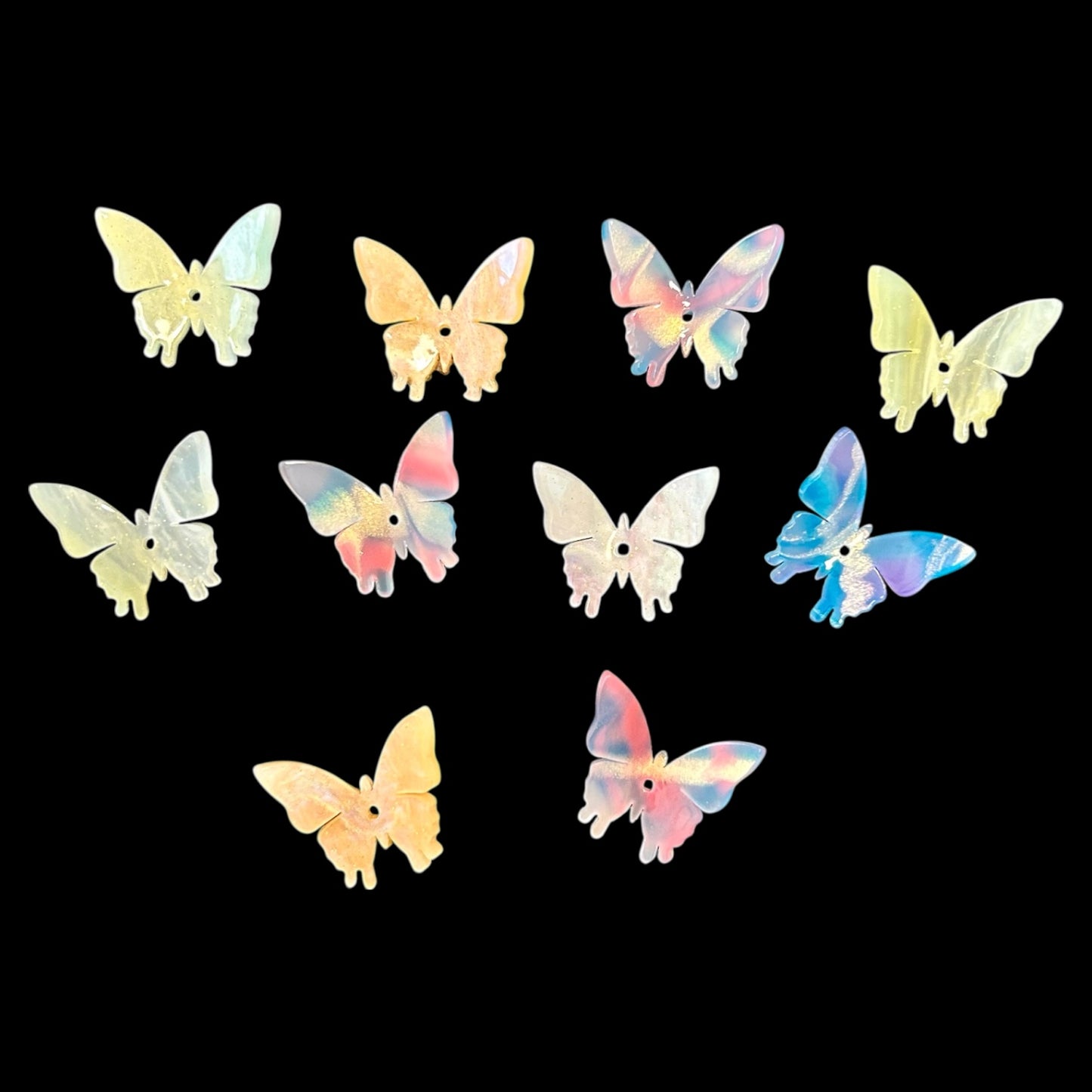 10 Pcs - Single Hole Acrylic Butterfly Embellishment's