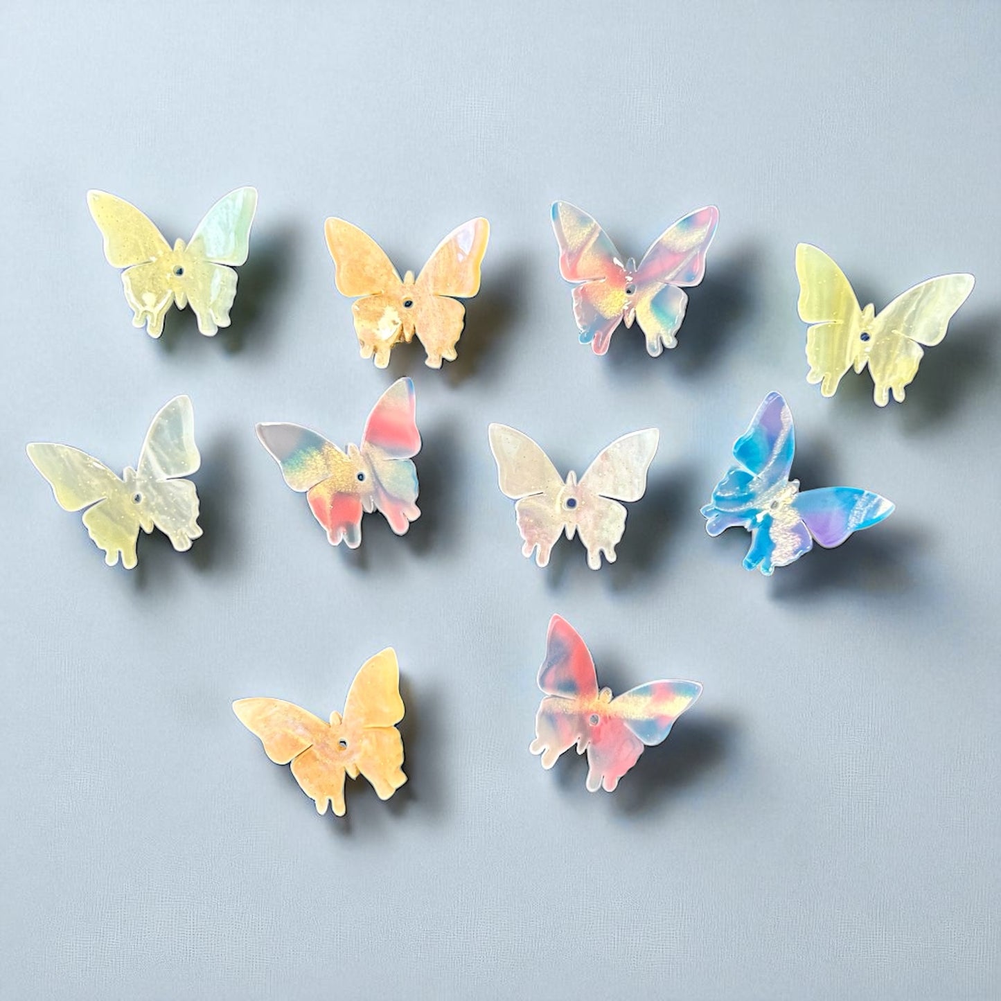 10 Pcs - Single Hole Acrylic Butterfly Embellishment's