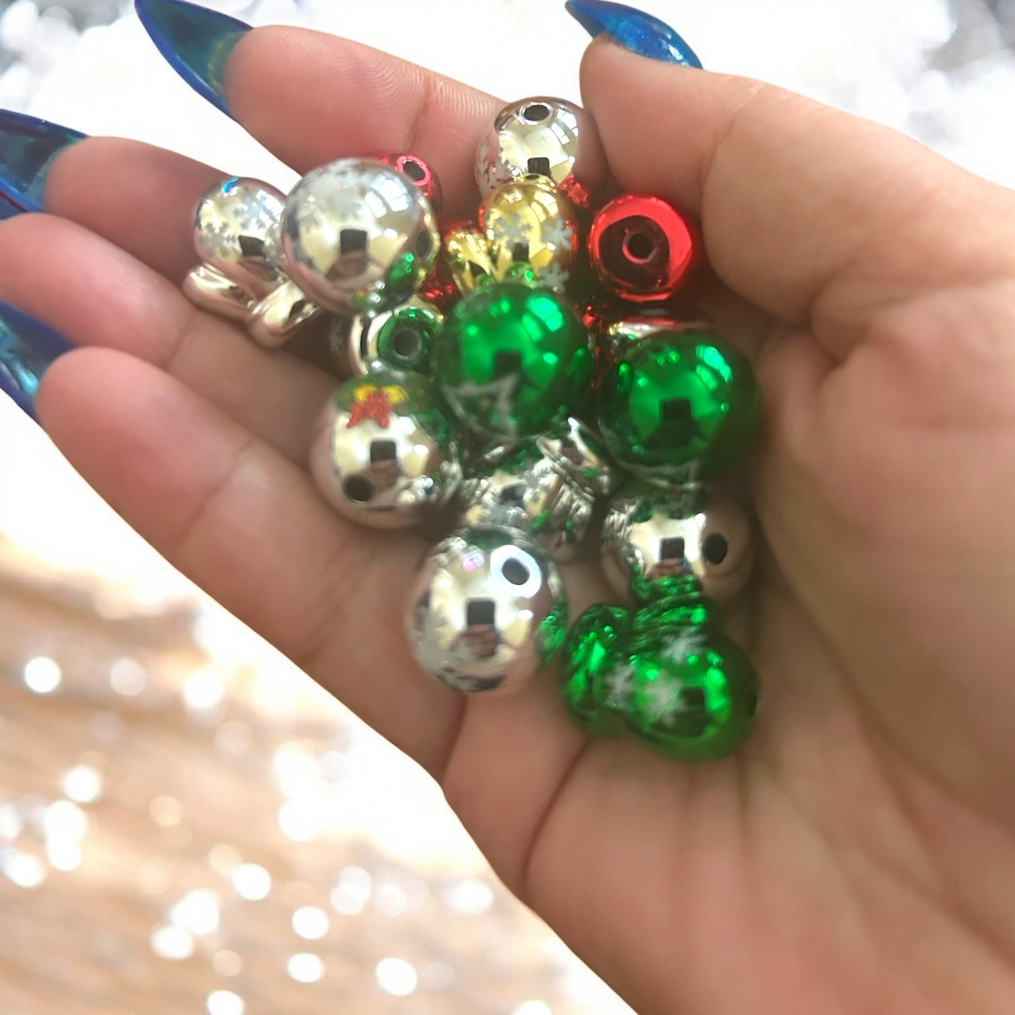 20 Pcs 16mm Christmas Pen Beads – Festive Beadable Pen Accessories for DIY Crafts
