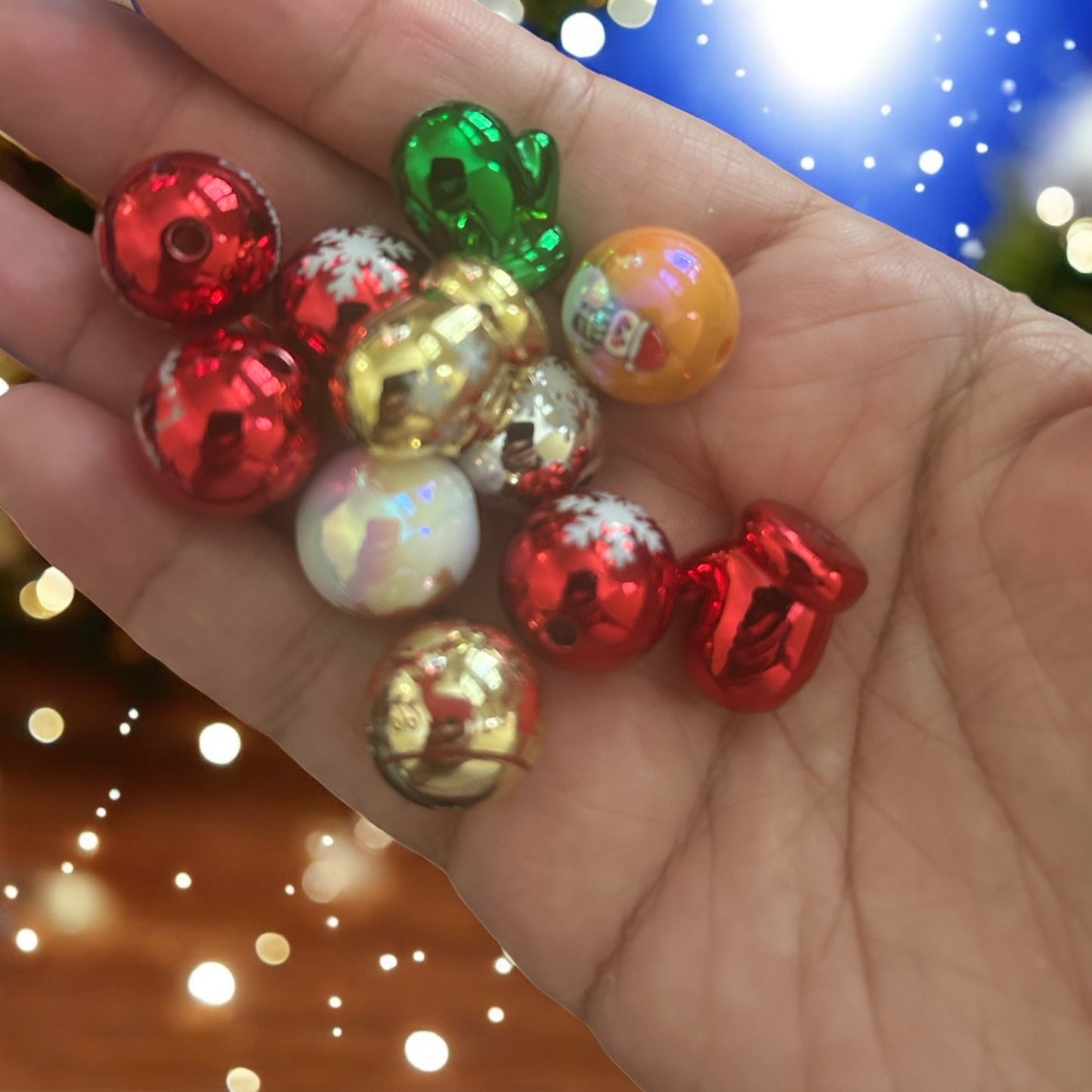 20 Pcs 16mm Christmas Pen Beads – Festive Beadable Pen Accessories for DIY Crafts