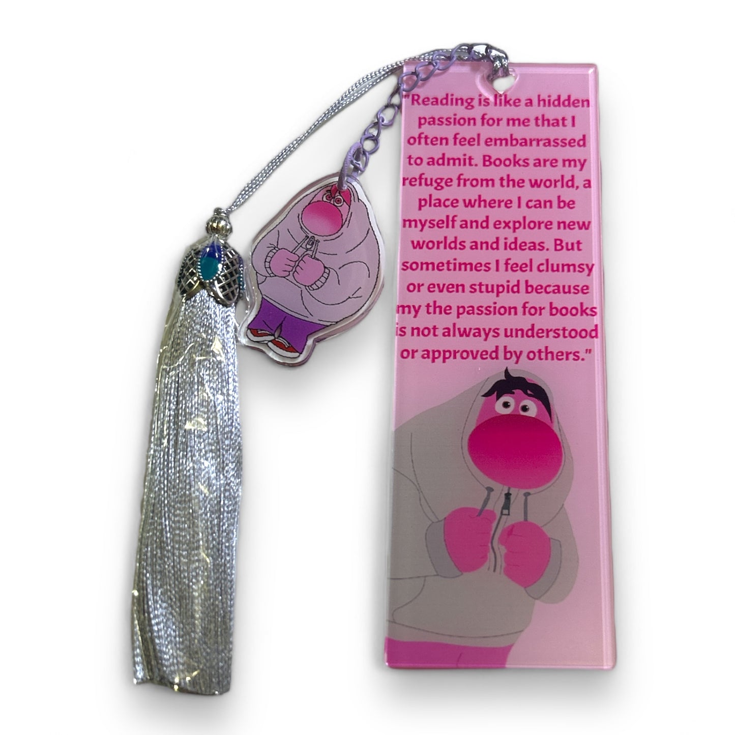 Fun Emotions Acrylic Bookmark with Tassel and Character Charm