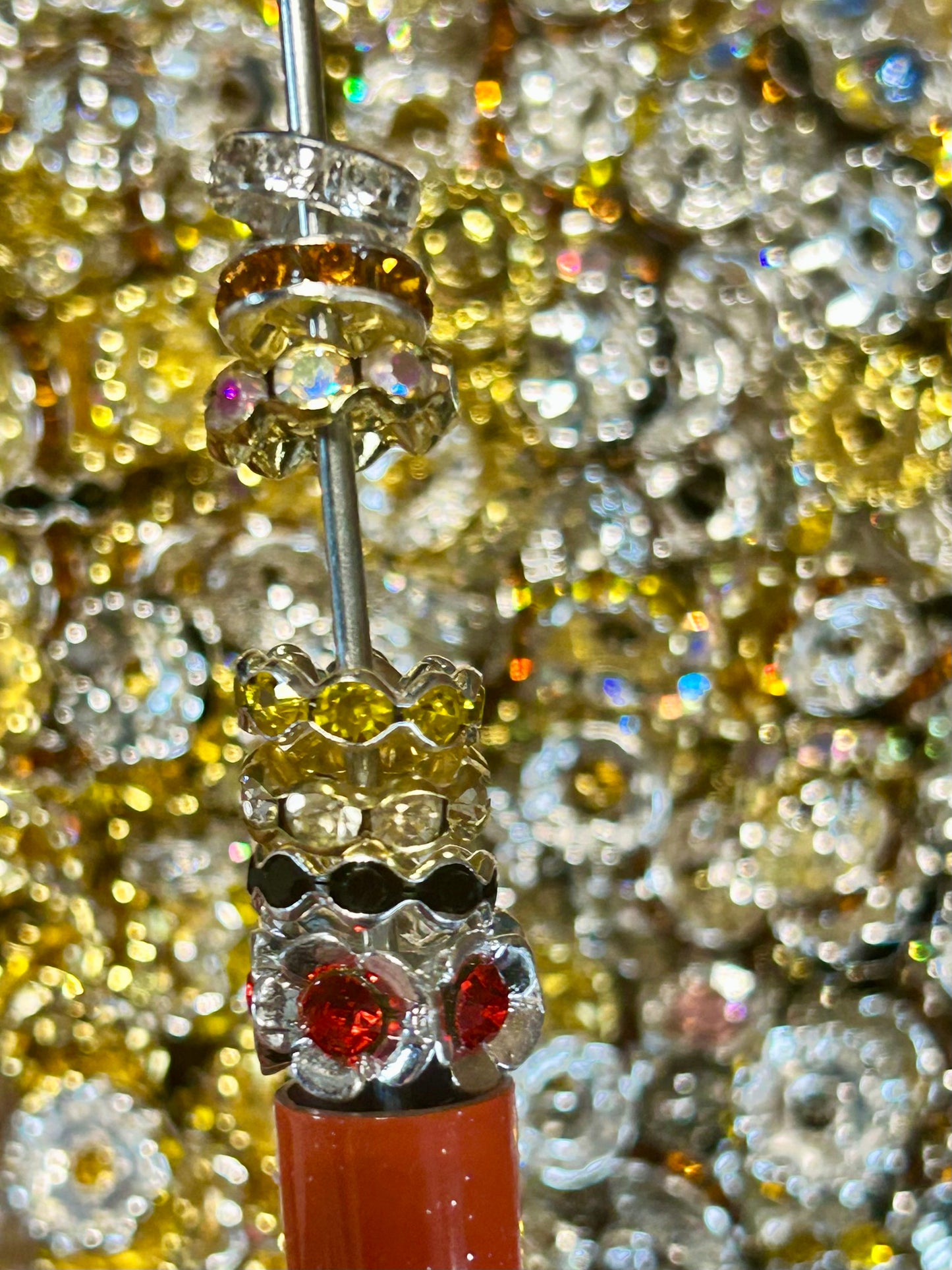 25 Piece Random Scoop - 9mm-14mm Spacer Beads, Round Metal Spacers with Rhinestones & Hole that Fits Beadable Pens