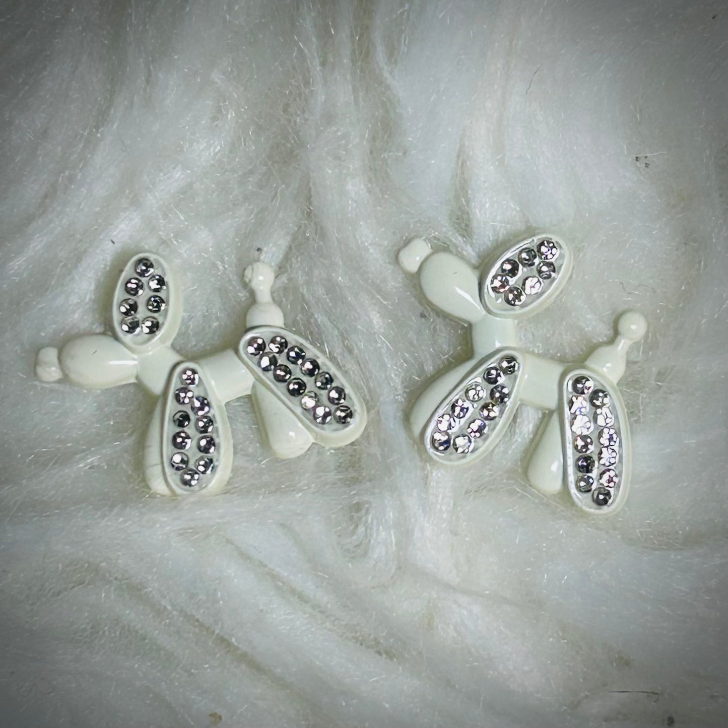 Cute Metal Balloon Dogs With Crystals For Pendant Jewelry DIY