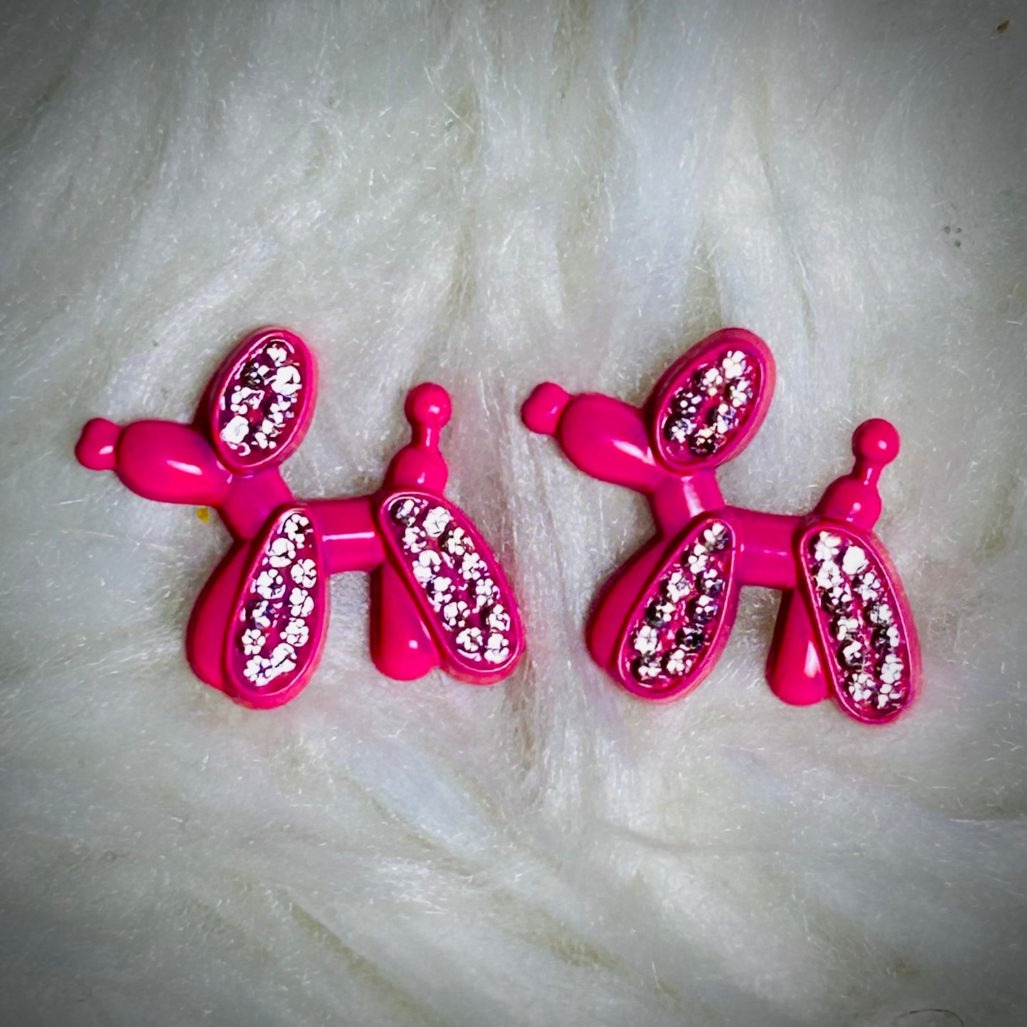 Cute Metal Balloon Dogs With Crystals For Pendant Jewelry DIY