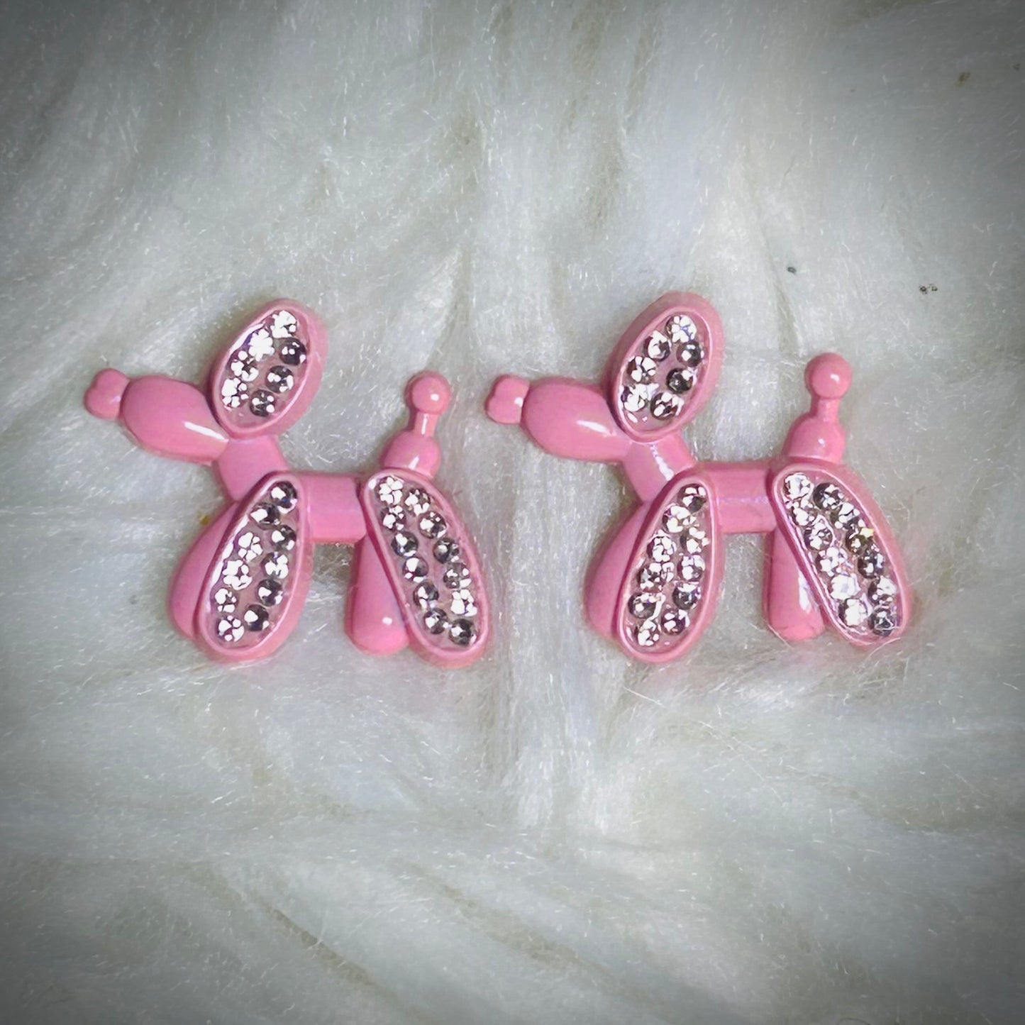 Cute Metal Balloon Dogs With Crystals For Pendant Jewelry DIY