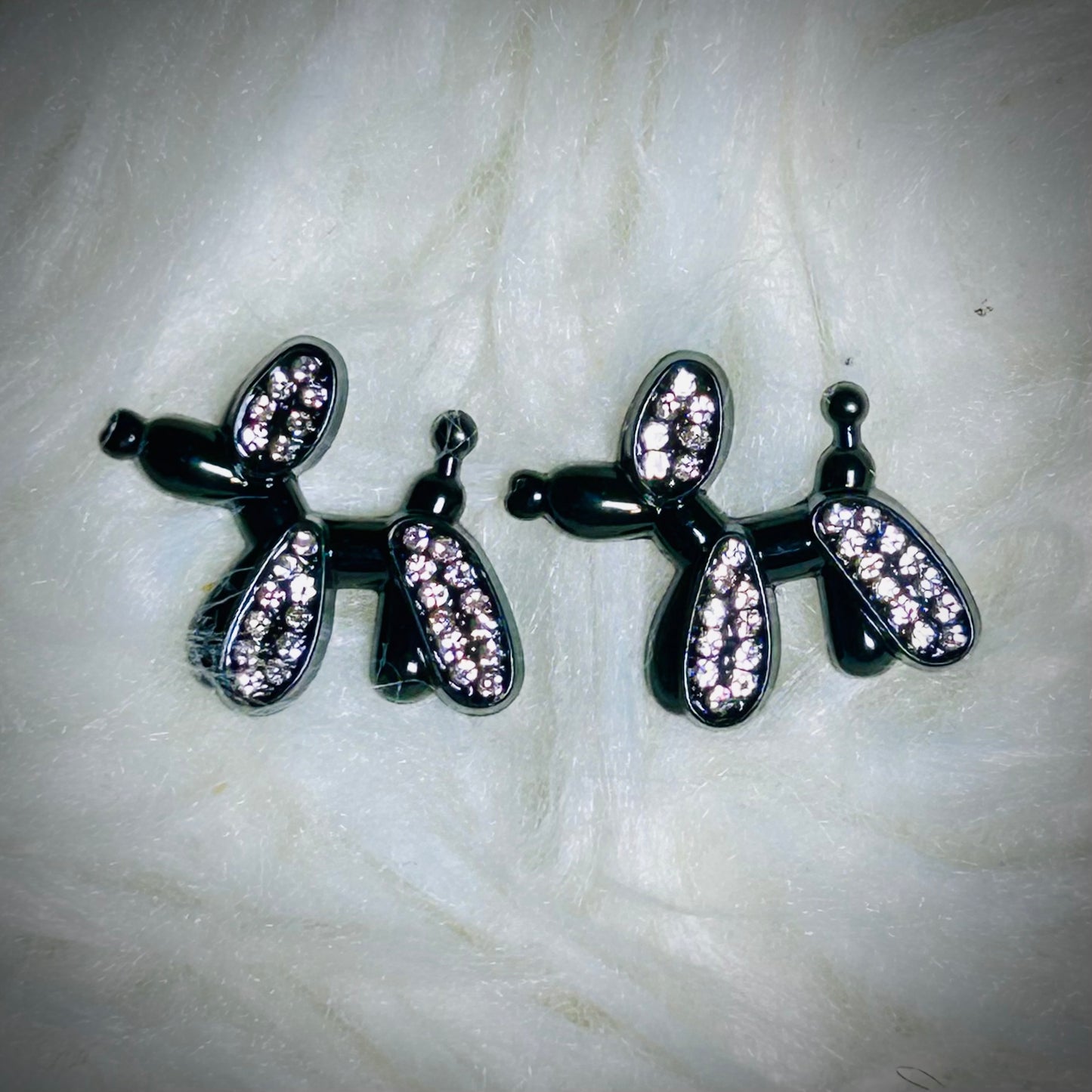 Cute Metal Balloon Dogs With Crystals For Pendant Jewelry DIY