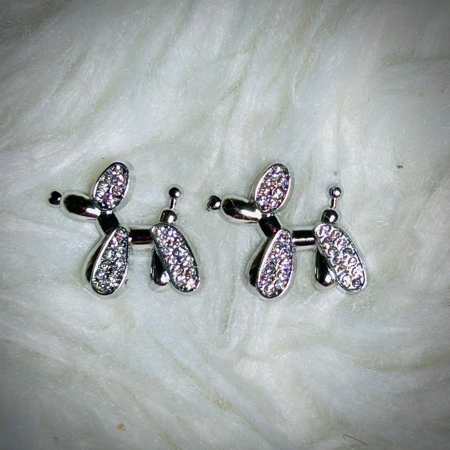 Cute Metal Balloon Dogs With Crystals For Pendant Jewelry DIY