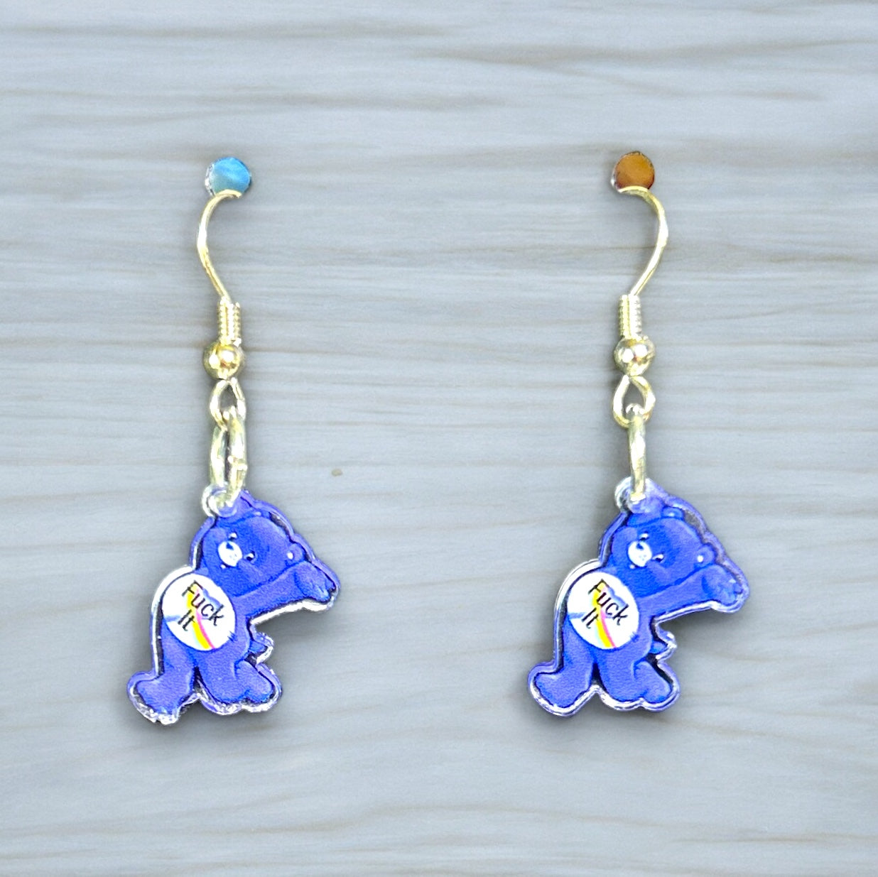 Colorful Acrylic Fun Earrings - Swear Bear, Rainbow Dash/Pride
