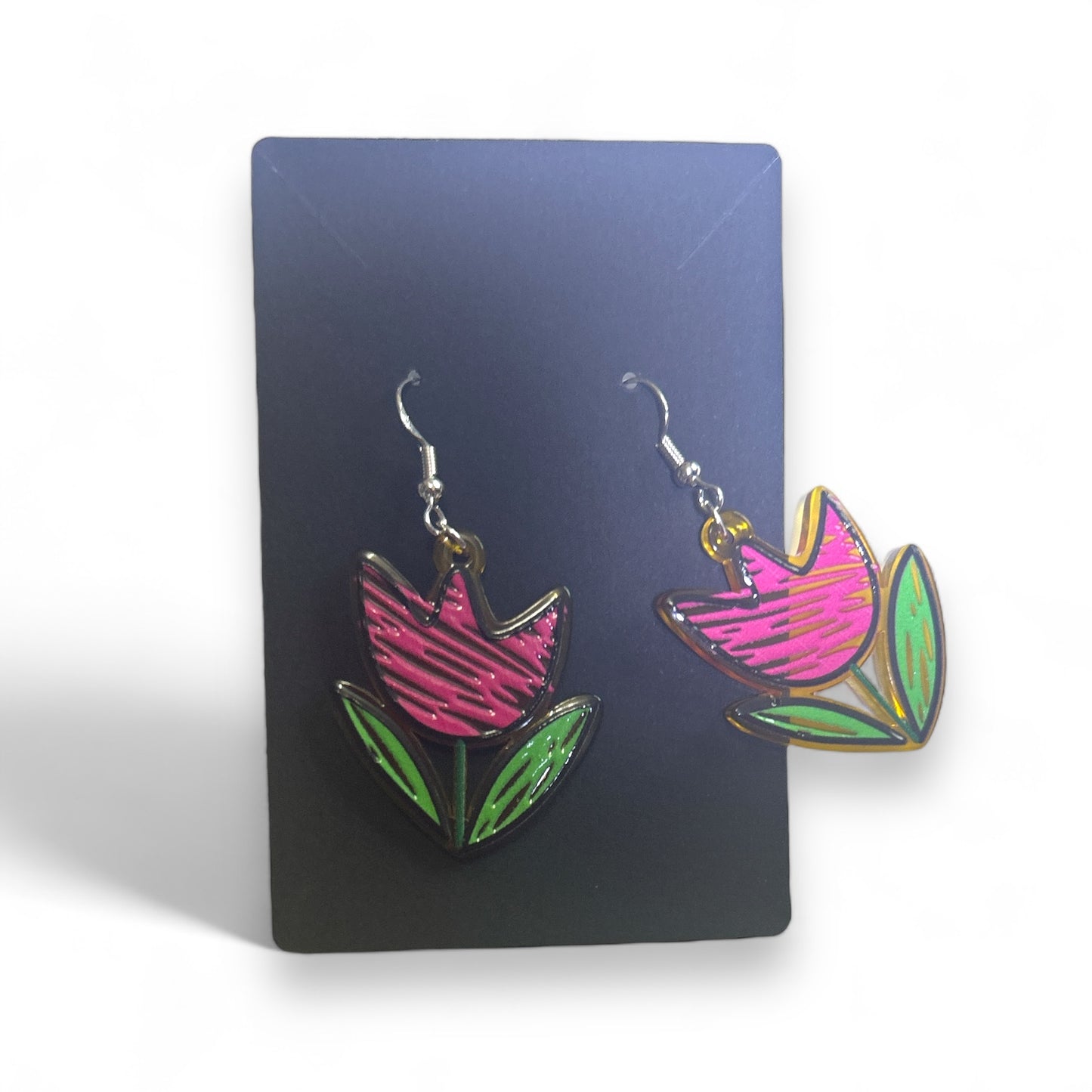 Cute Scribble Drawn Summer Dangle Acrylic Earrings Flowers Fruit Hearts Pride Summer Spring