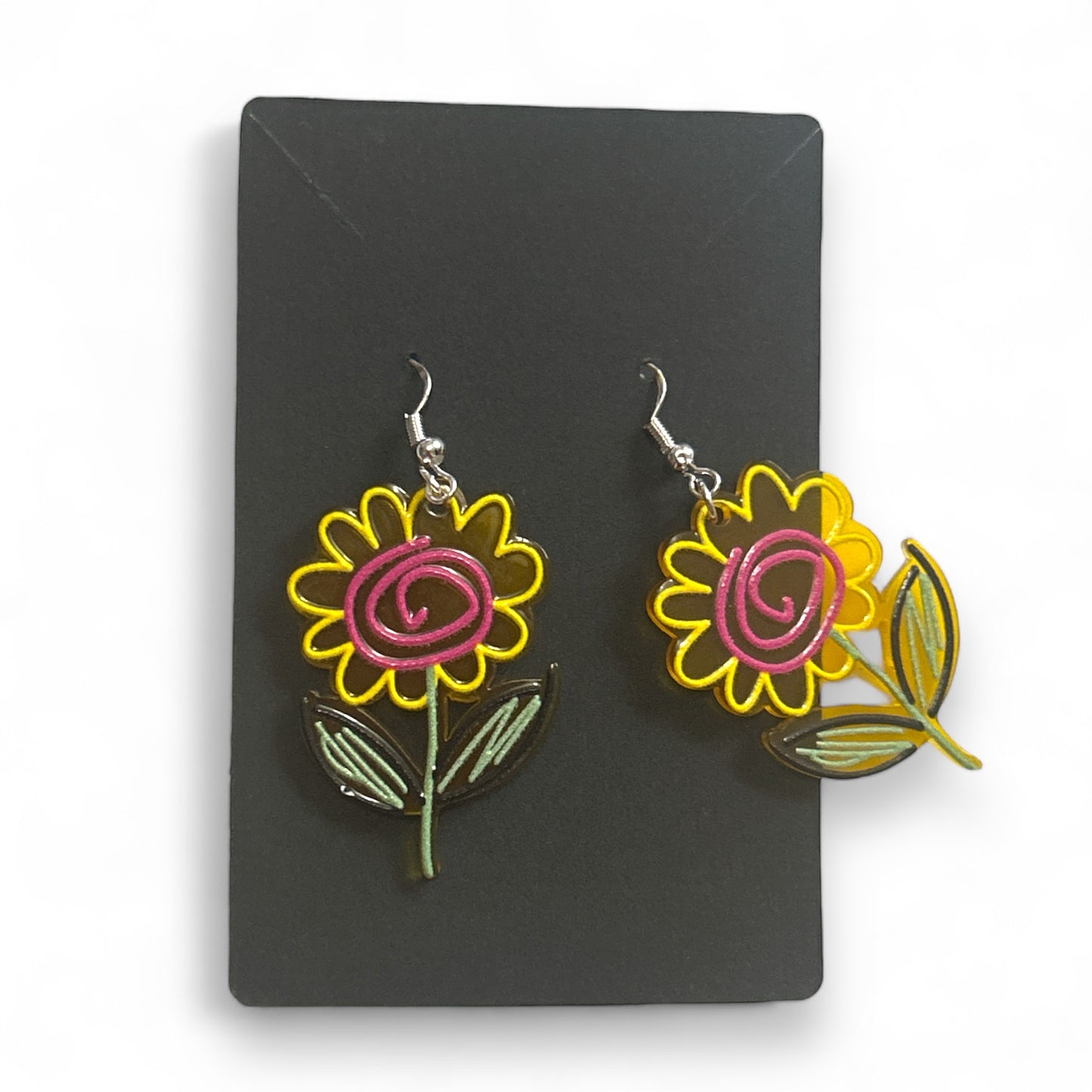Cute Scribble Drawn Summer Dangle Acrylic Earrings Flowers Fruit Hearts Pride Summer Spring