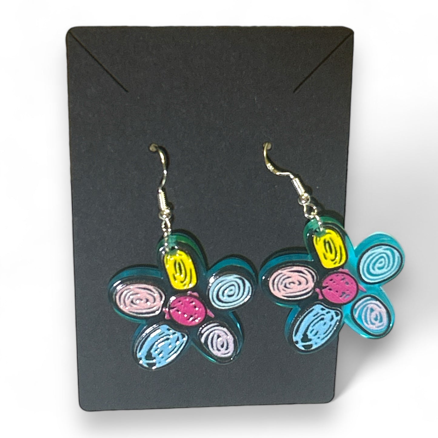Cute Scribble Drawn Summer Dangle Acrylic Earrings Flowers Fruit Hearts Pride Summer Spring