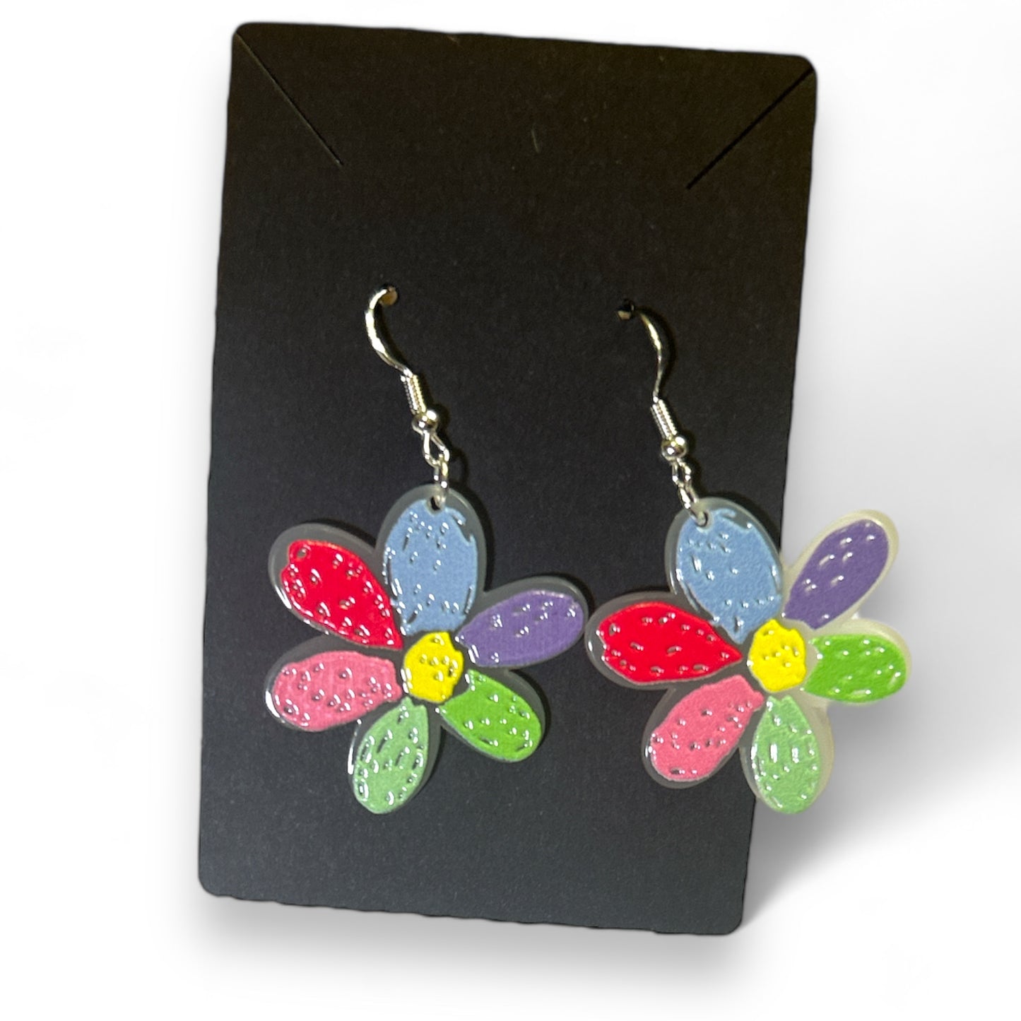 Cute Scribble Drawn Summer Dangle Acrylic Earrings Flowers Fruit Hearts Pride Summer Spring