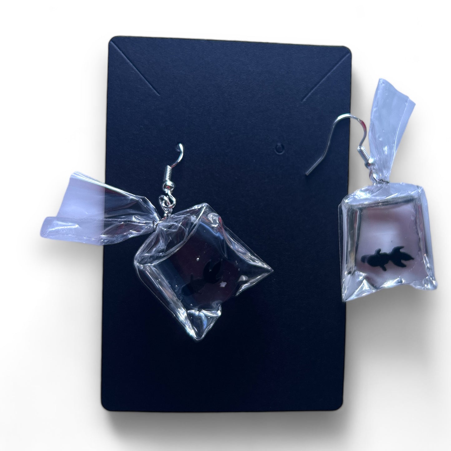 “Fish are friends, not food!” Earrings - fair fish, bag of fish, fish tank, fish pair, dangle earrings