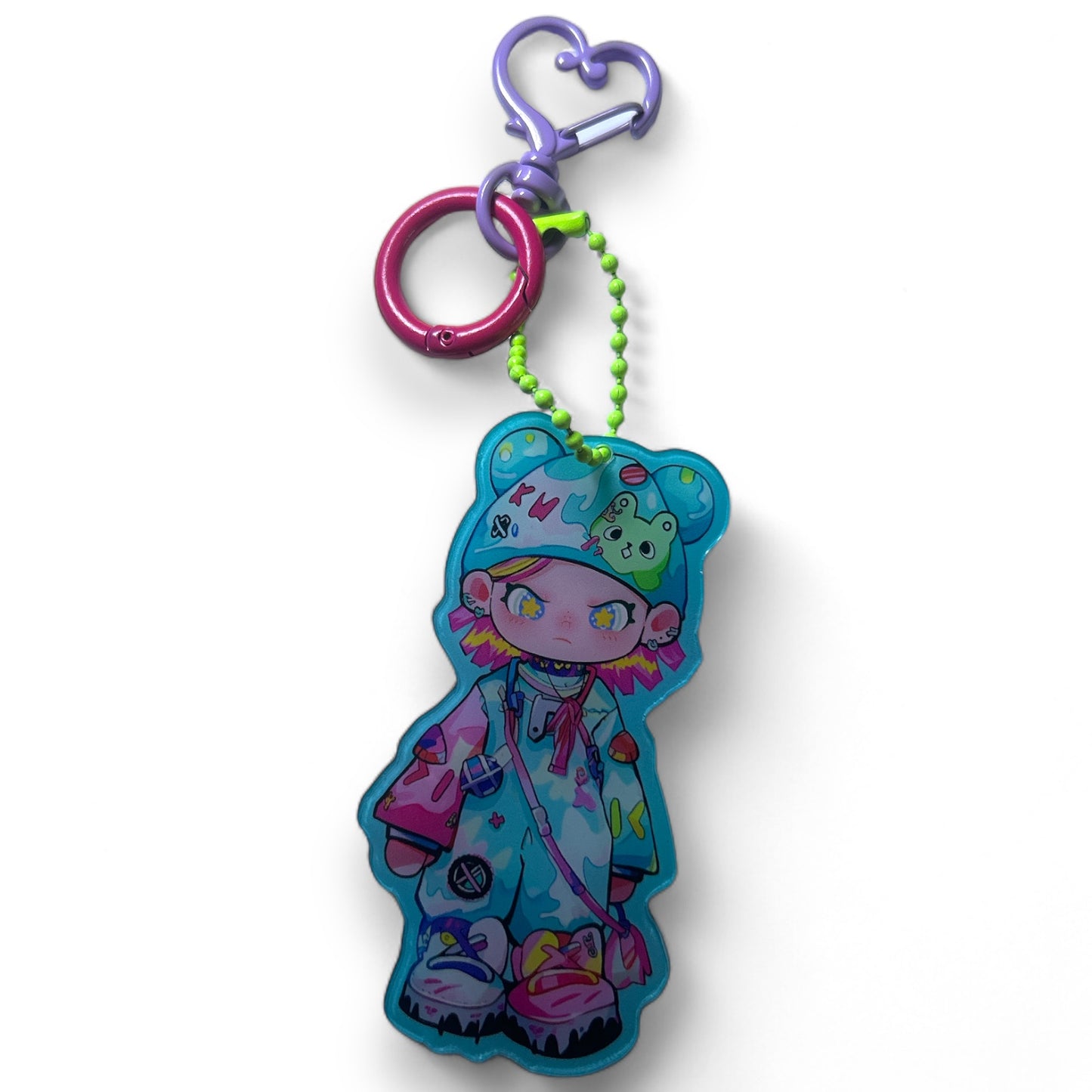 One Of A Kind Kawaii Japanese Anime Acrylic Keychains with Color Coordinated Clip and Keyring, Unique Design and Handcrafted