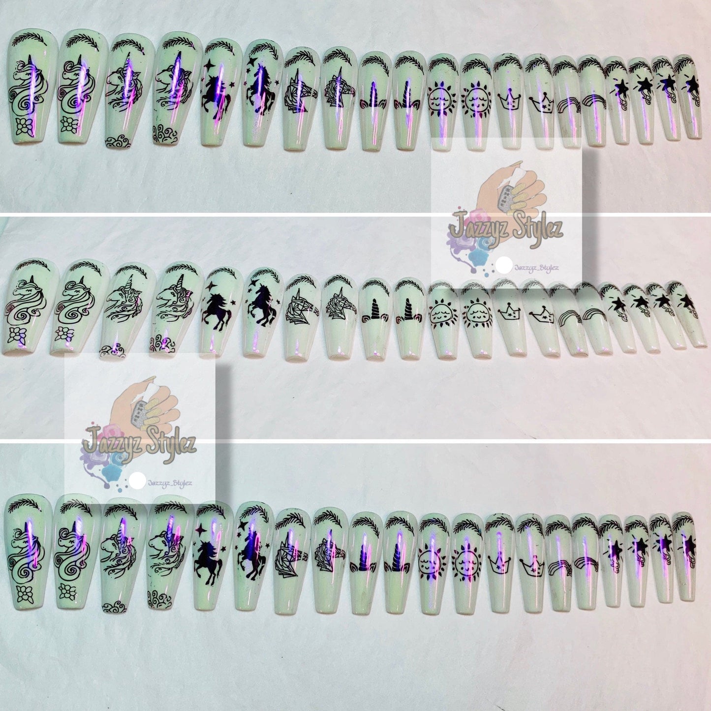 50% OFF!! 20 Piece Ballerina Magical Unicorn Press Ons
