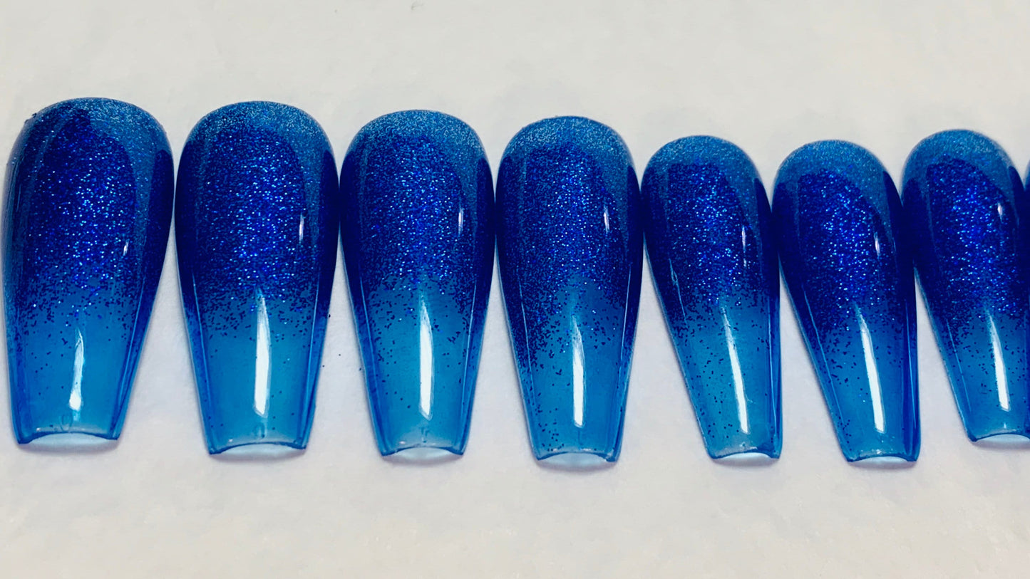 50% OFF!! 20 Piece Blue Jelly and Holographic Ballerina Press Ons
