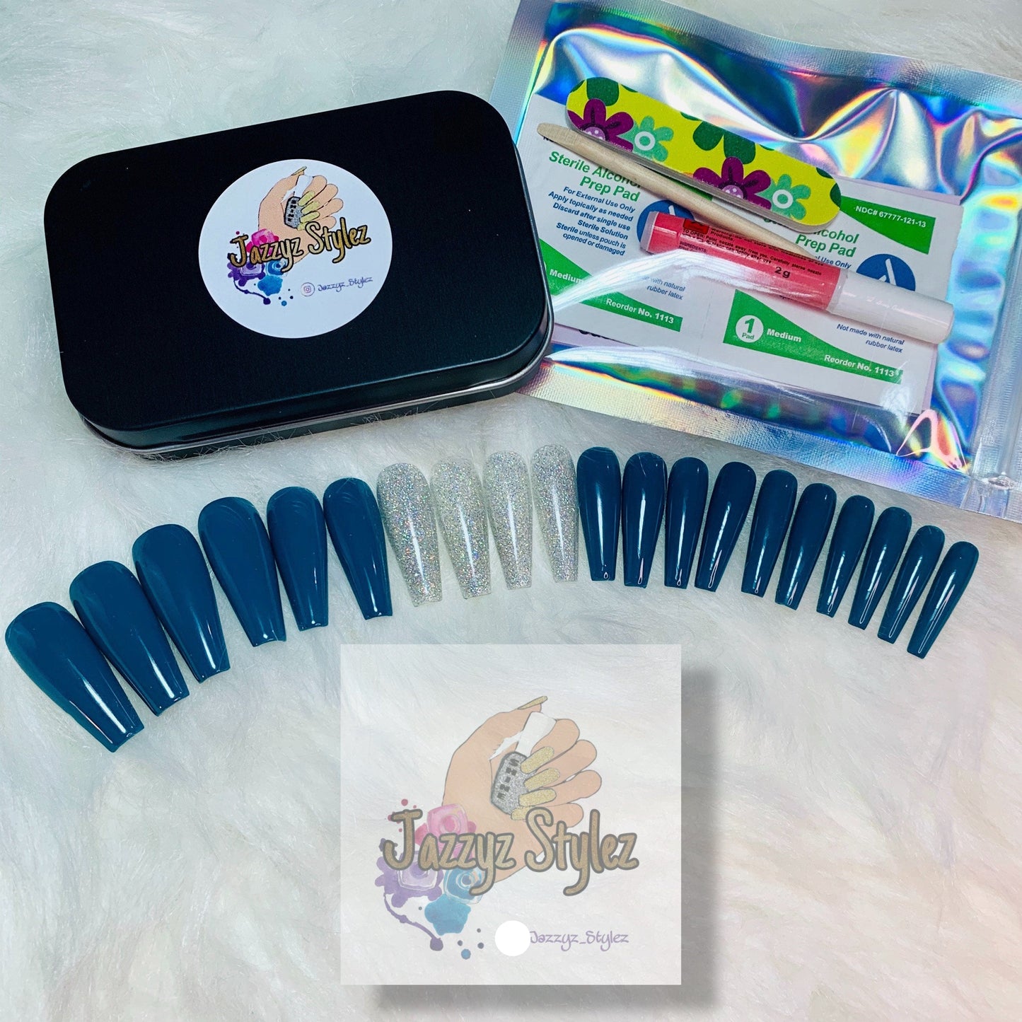 50% OFF!! Teal Me You Love This 20 Piece Ballerina Press On Set