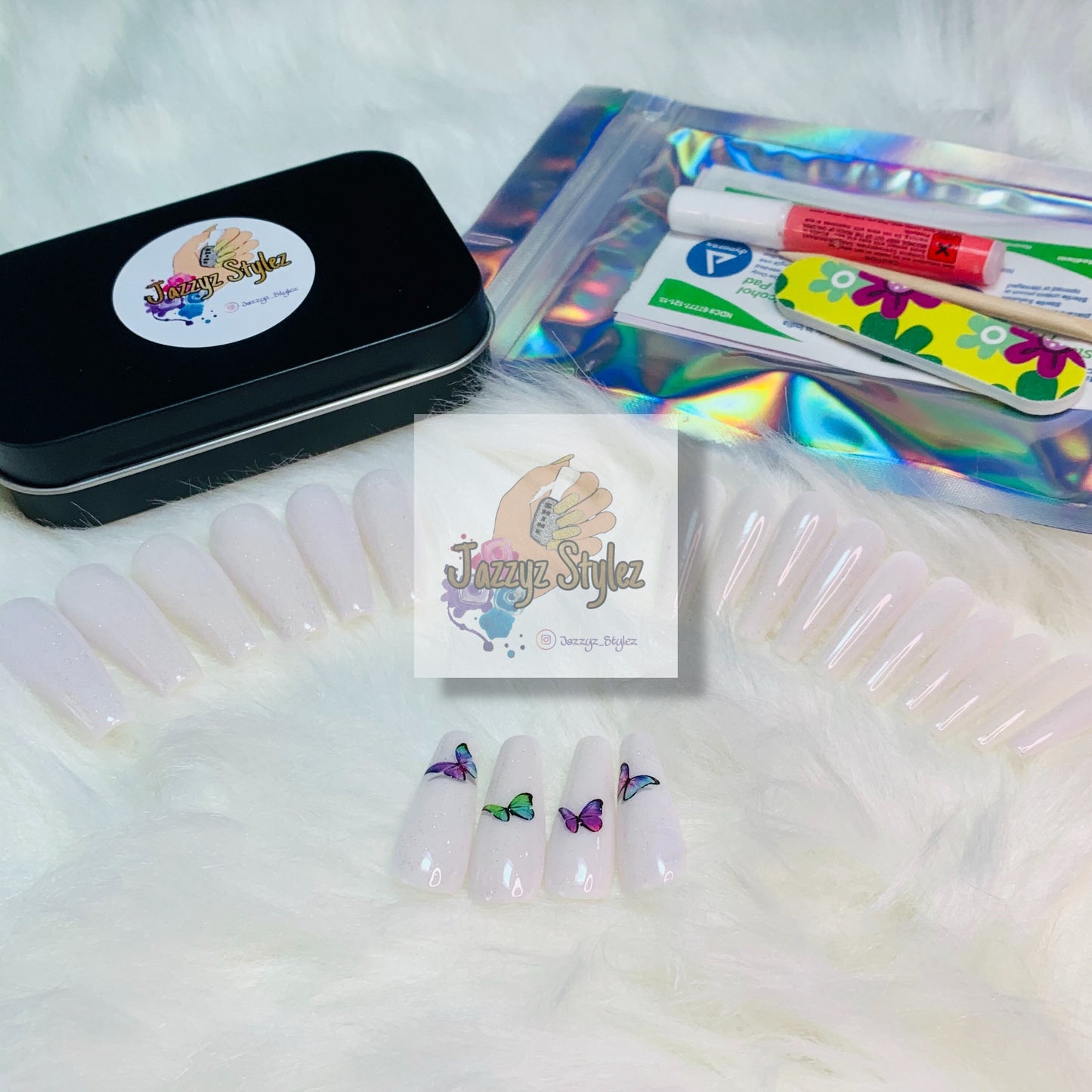 50% OFF!! 20 Piece Realistic Butterfly Ballerina Press On Nails