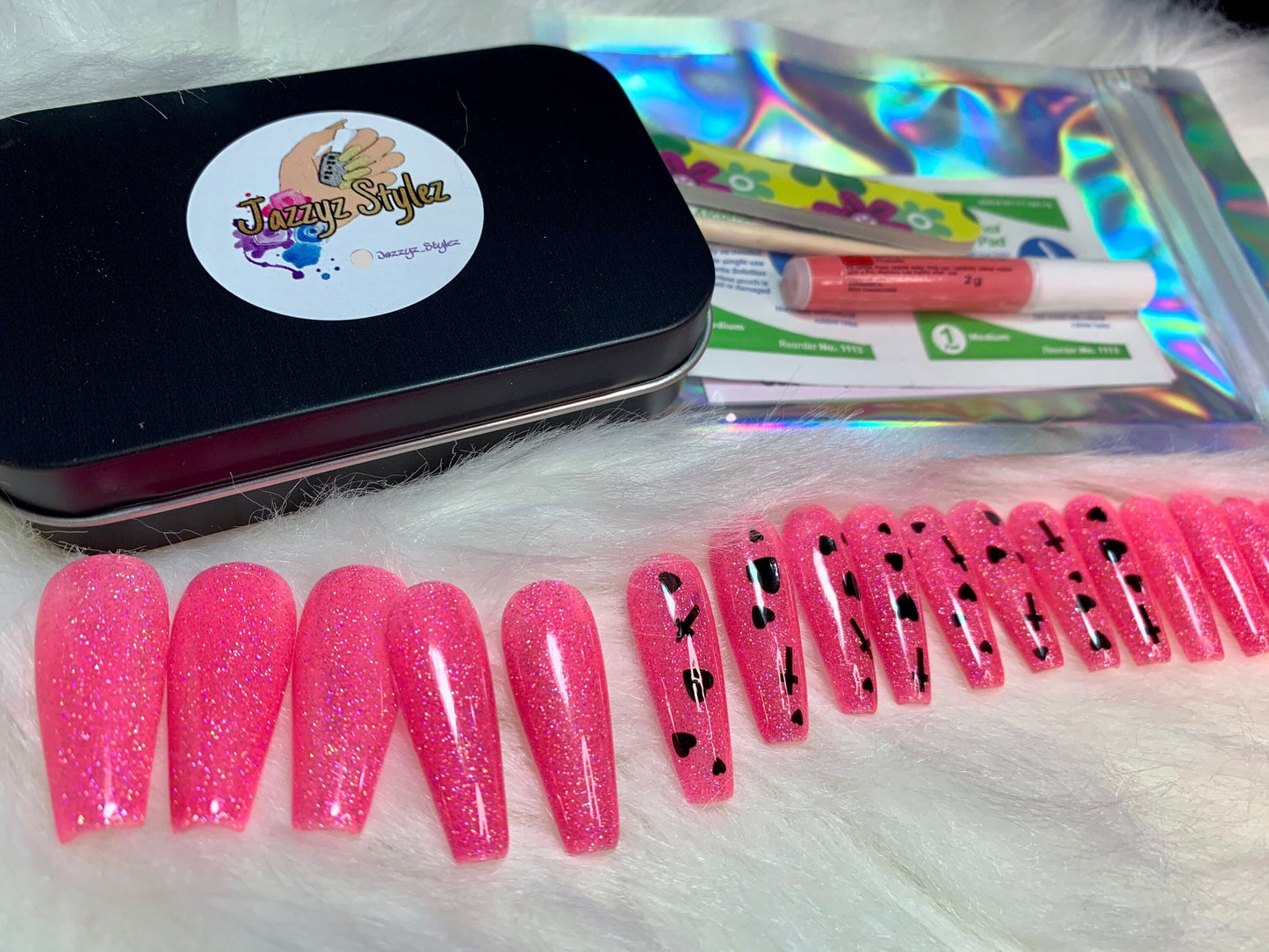 50% OFF!! Prey on my Black Heart 20 Piece Pink Ballerina Press Ons