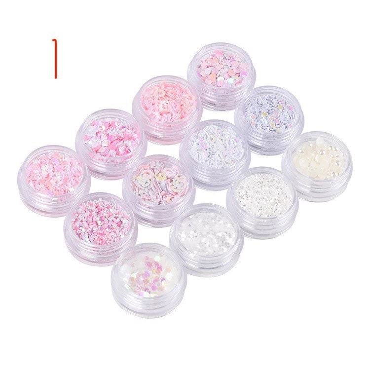 12 Pot Set Nail Sequins, Glitter, Decorations