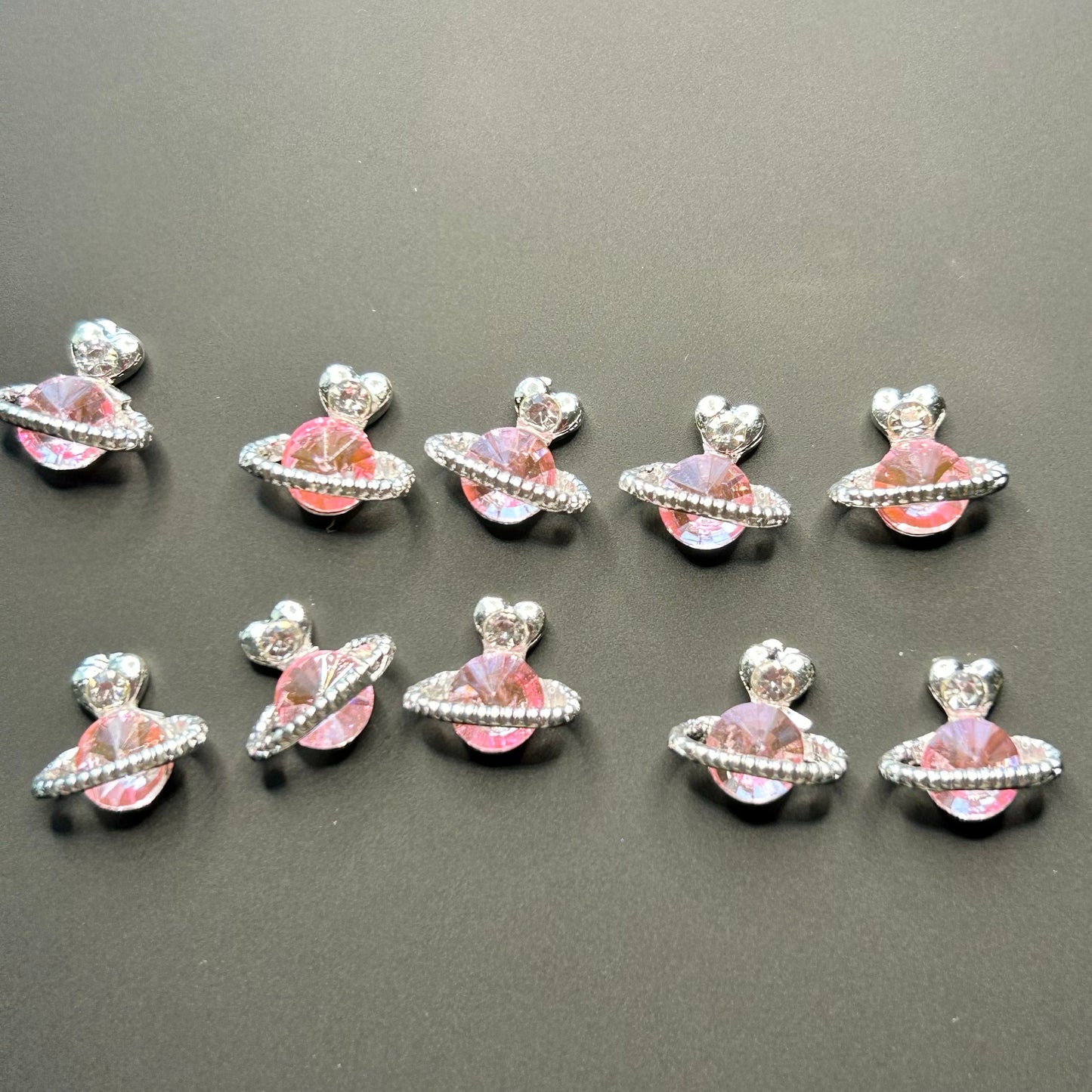 10 Piece Crystal Planet Nail Charms