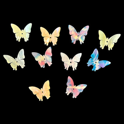 10 Pcs - Single Hole Acrylic Butterfly Embellishment's