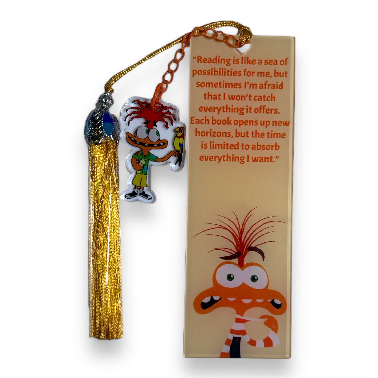 Fun Emotions Acrylic Bookmark with Tassel and Character Charm