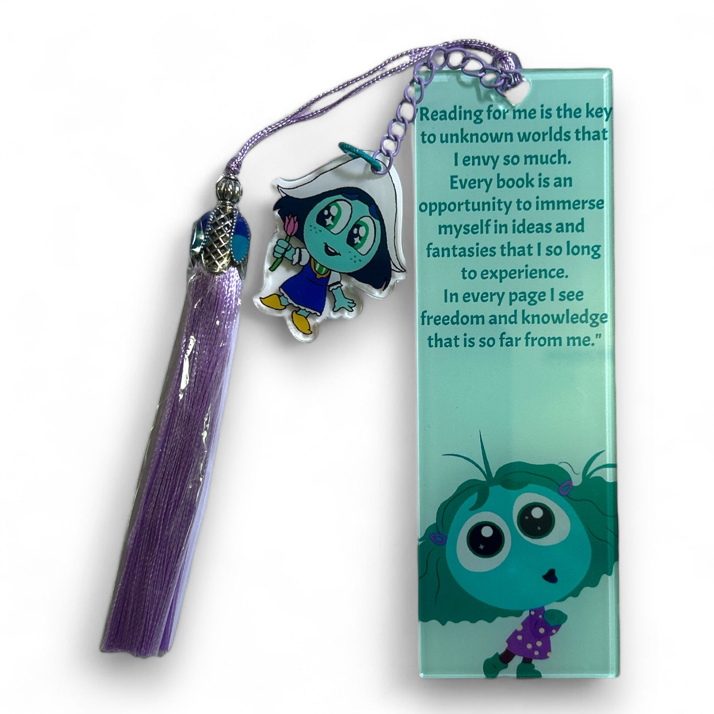 Fun Emotions Acrylic Bookmark with Tassel and Character Charm