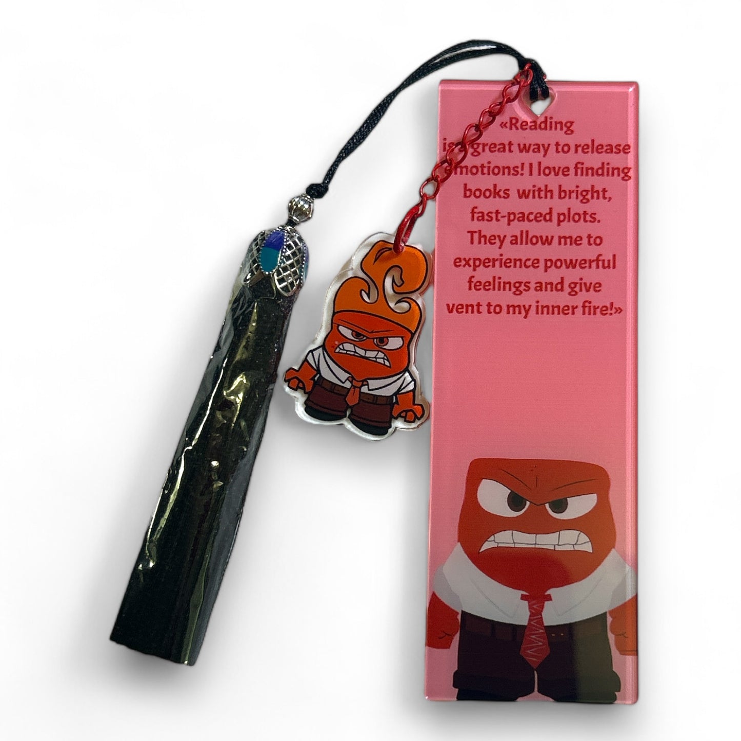 Fun Emotions Acrylic Bookmark with Tassel and Character Charm