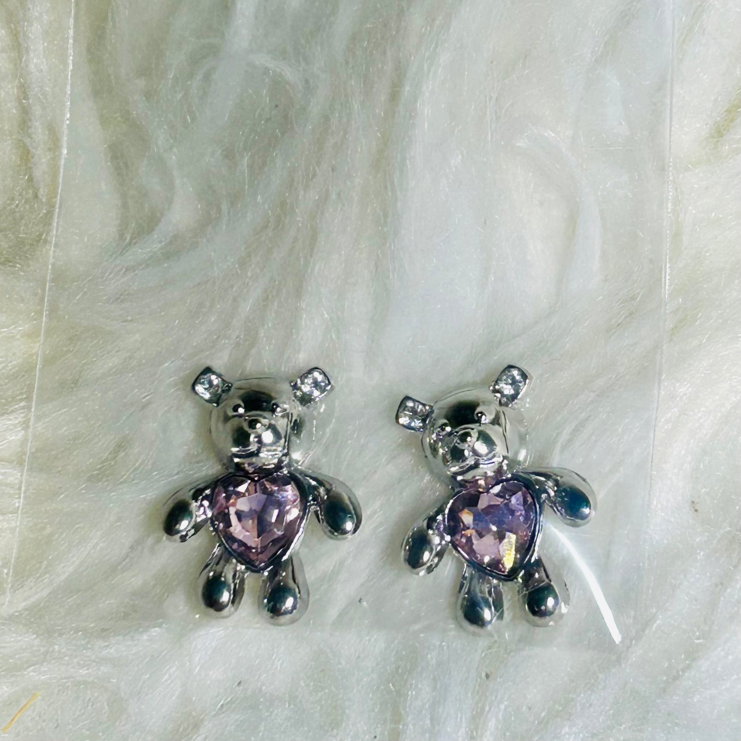 Cute Metal Bear with Heart Crystal For Nails *NEW*