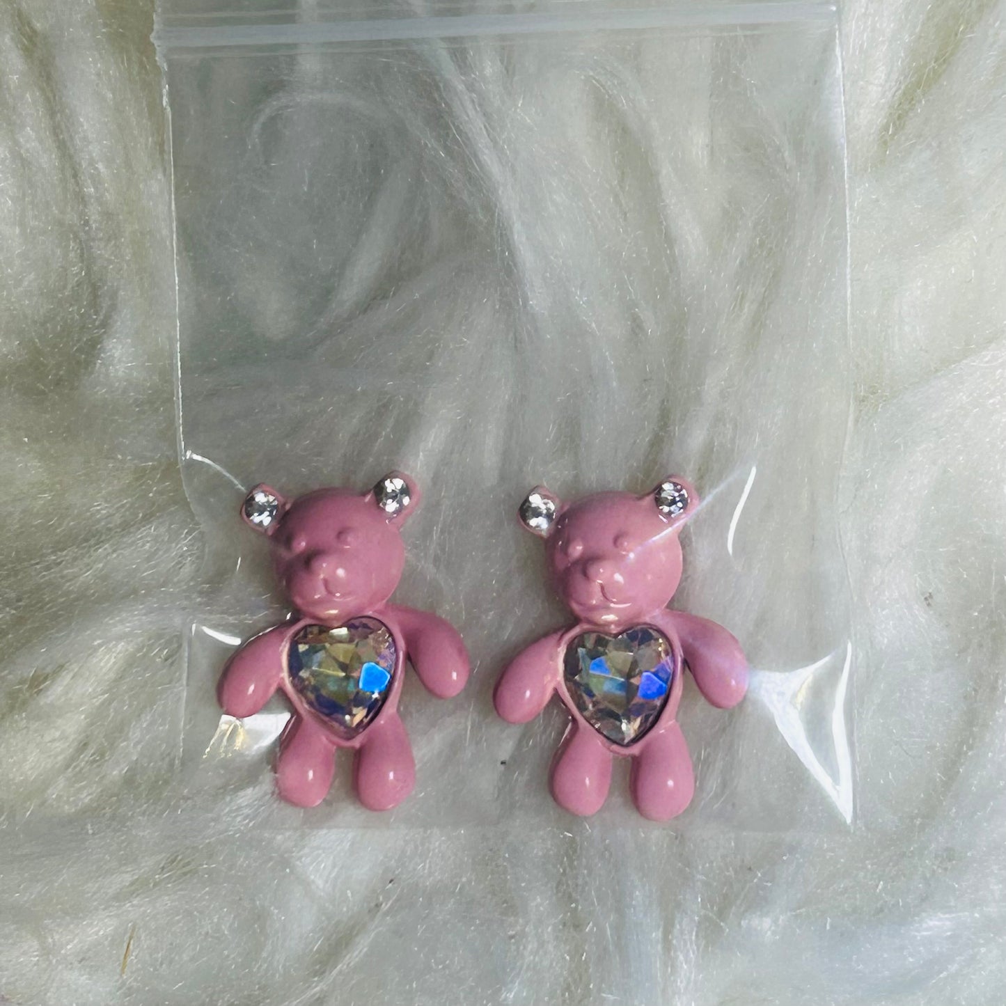 Cute Metal Bear with Heart Crystal For Nails *NEW*