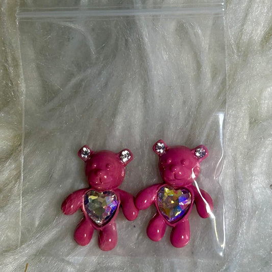 Cute Metal Bear with Heart Crystal For Nails *NEW*