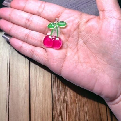 5 pcs Acrylic Cherry Pendant