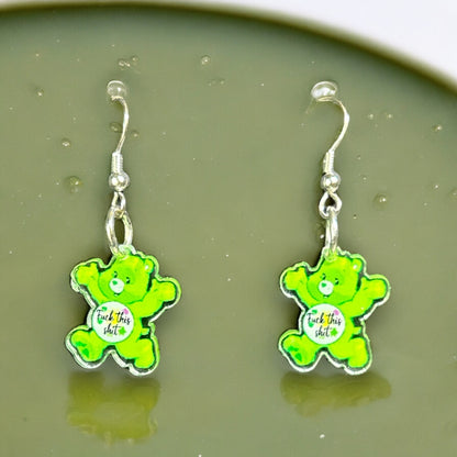 Colorful Acrylic Fun Earrings - Swear Bear, Rainbow Dash/Pride