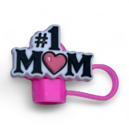 Stylish Pink Mom Mommy Mama Grandma Straw Topper Ornaments for Cups and Tumblers