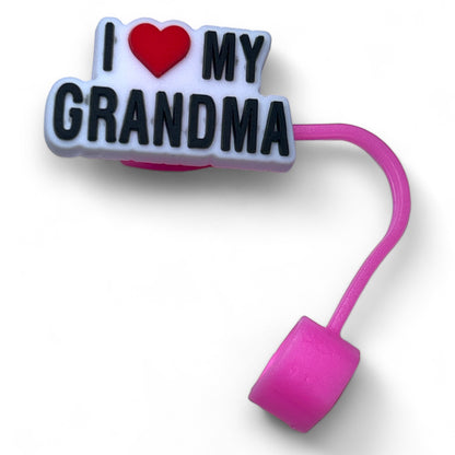 Stylish Pink Mom Mommy Mama Grandma Straw Topper Ornaments for Cups and Tumblers