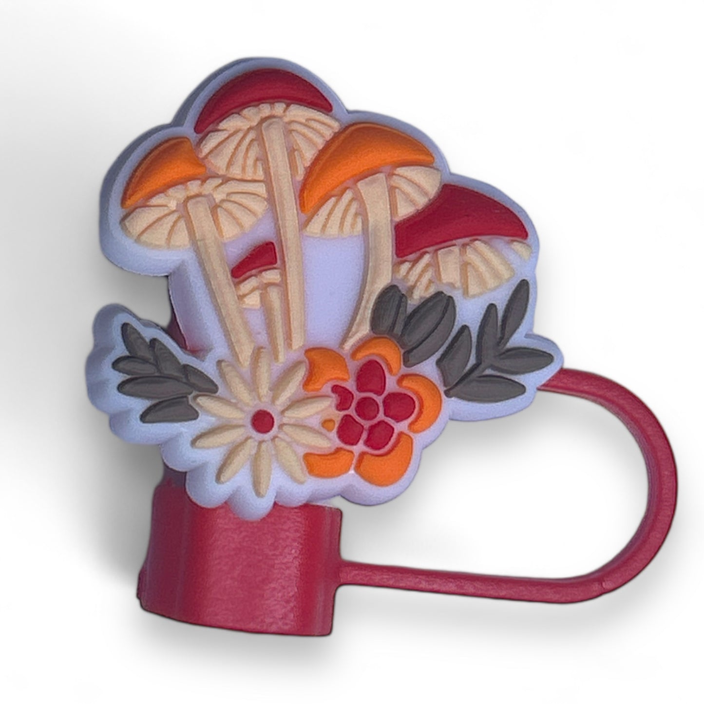 Vibrant Colorful Flower Leaf Mushroom Straw Topper for Cups and Tumblers