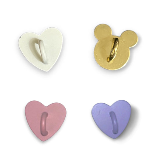 2 pcs - Heart Bear Mouse Shaped Durable Metal Loop Attachment For Cellphone to Add Charms, Accessories and Keychains