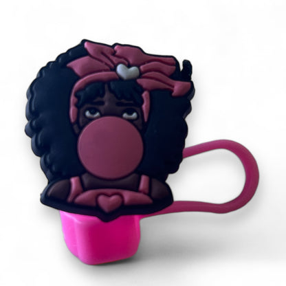Black Girl Magic Melanin Sturdy Reusable Straw Topper for Drinkware, Tumblers, Cup, bottles