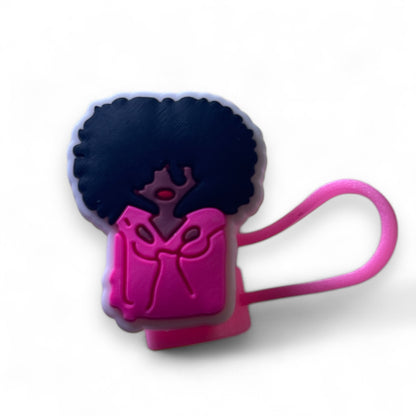 Black Girl Magic Melanin Sturdy Reusable Straw Topper for Drinkware, Tumblers, Cup, bottles