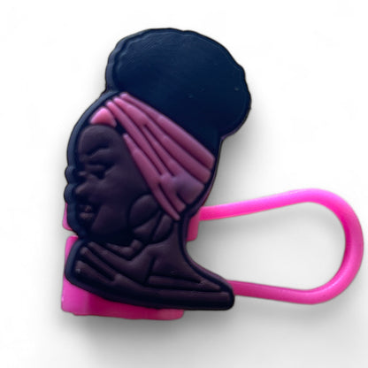 Black Girl Magic Melanin Sturdy Reusable Straw Topper for Drinkware, Tumblers, Cup, bottles