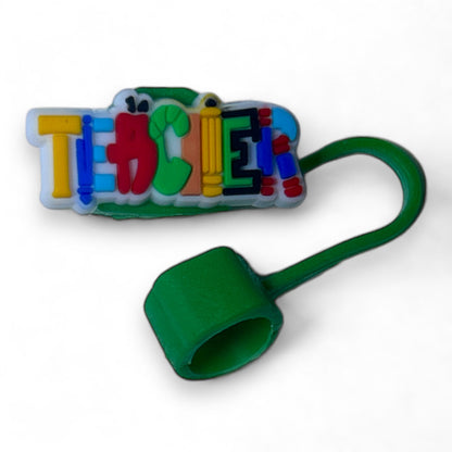 Teacher Teaching Student Sturdy Reusable Straw Topper for Drinkware, Tumblers, Cup, bottles