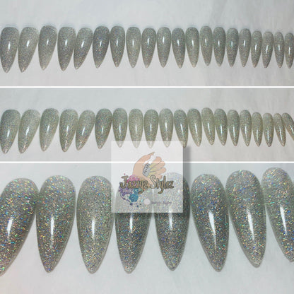 50% OFF!! 20 Piece Almond Diamond Holographic Press On Nails
