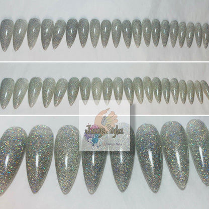 50% OFF!! 20 Piece Almond Diamond Holographic Press On Nails