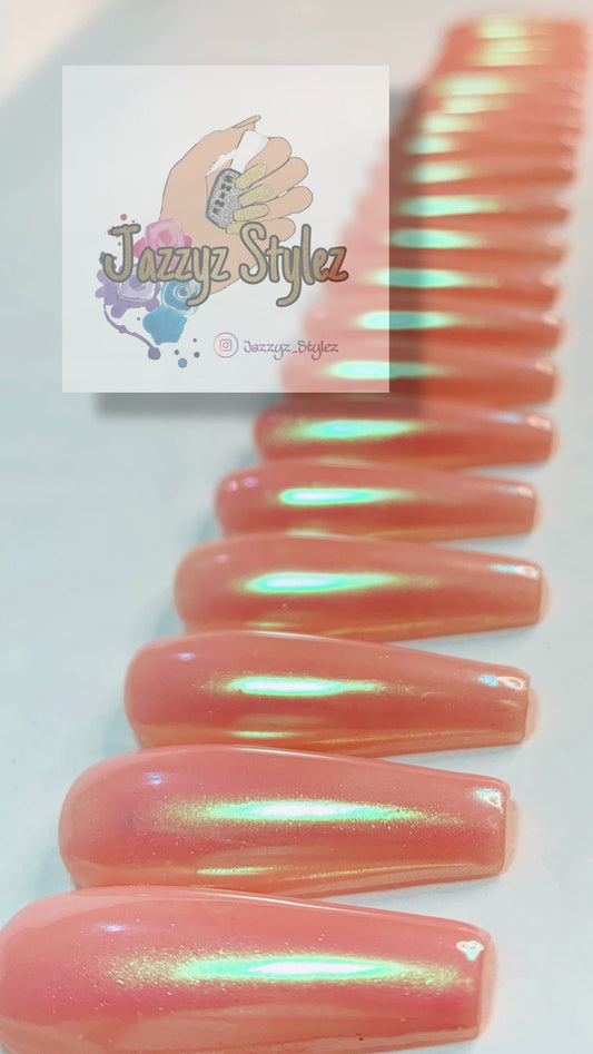 20 Piece Pink Ballerina Press Ons with Unicorn Chrome