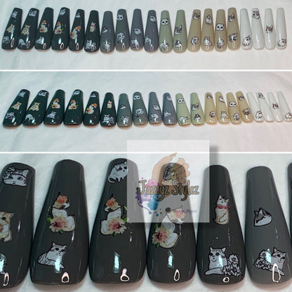 50% OFF!! Crazy Cat Lady 20 Piece Ballerina Press Ons